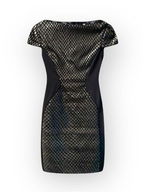 Elisabetta Franchi 𖤍 Mermaid Scales Textured Cocktail Dress 𖤍 Black 𖤍 8 44 IT